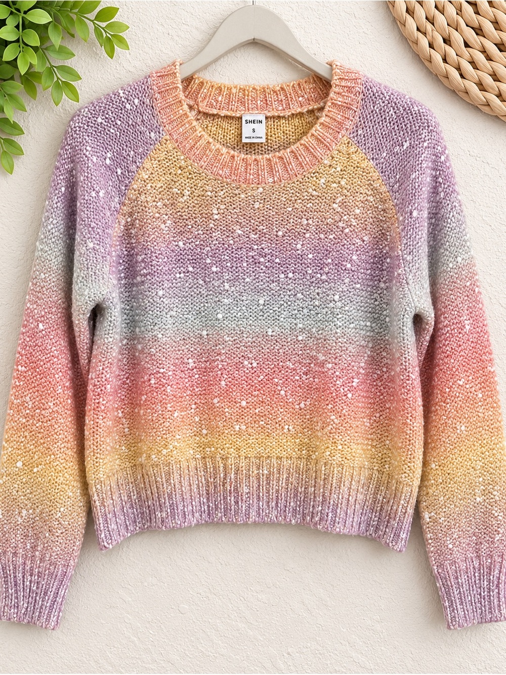 SHEIN Pastel Rainbow Crew Neck Sweater 4